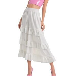 Jerry T New York Tiered Lace Ruffle Midi Skirt Boho Size XL